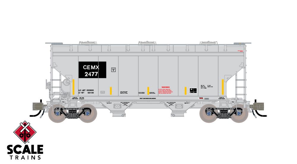 Rivet Counter N Scale Gunderson 3250 Covered Hopper, CEMEX/ex-AOKX Black PatchedAutoLOK II Outlet Gates/CEMX / 2477 /