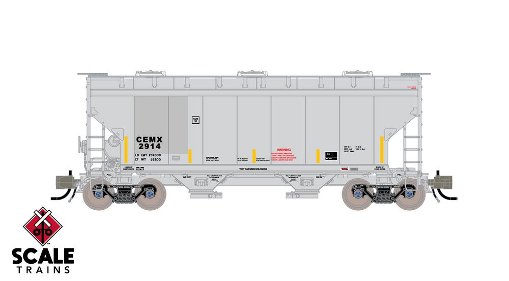 Rivet Counter N Scale Gunderson 3250 Covered Hopper, CEMEX/ex-AOKX Patched/Low Profile Outlet Gates/CEMX / 2914 /