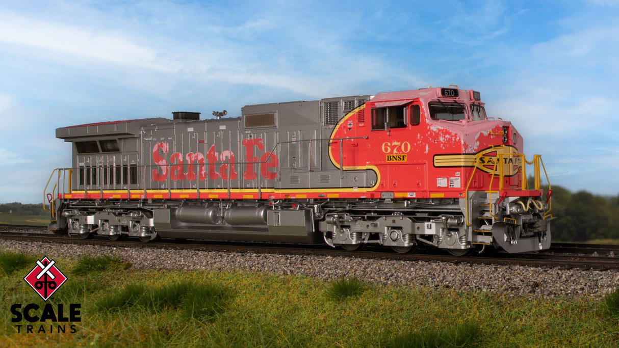 Rivet Counter HO Scale GE DASH 9-44CW, BNSF/ex-Santa Fe Warbonnet Patch / 670 / DC/DCC Ready