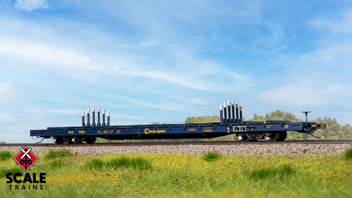 Rivet Counter HypoTypical HO Scale BSC F68BH Finger Rack Flatcar, Chessie System / Blue / 9024 /