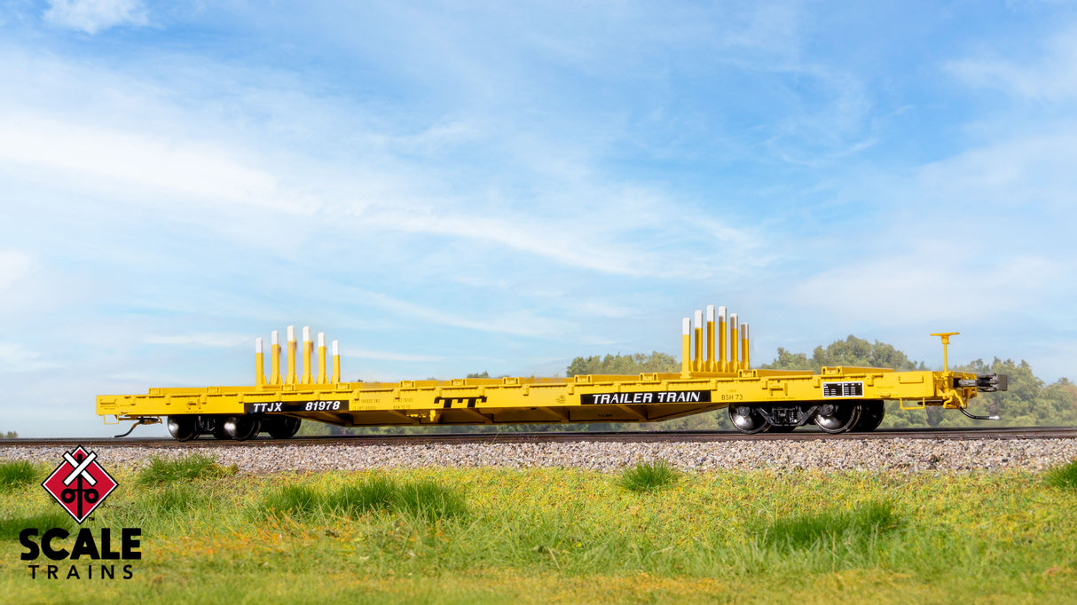 Rivet Counter HypoTypical HO Scale BSC F68BH Finger Rack Flatcar, Trailer Train / Yellow / TT Logo / 81978 /