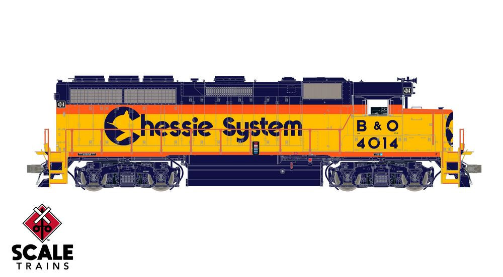 Scaletrains Rivet Counter HO Scale EMD GP40 Phase III, Chessie System / B&O / 4014 / DCC & Sound Equipped