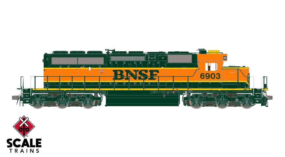 Scaletrains Rivet Counter HO Scale EMD SD40-2, BNSF/Heritage I/Ditch Lights/Orange Walkway/Yellow HVAC #6903 - DC/DCC Ready