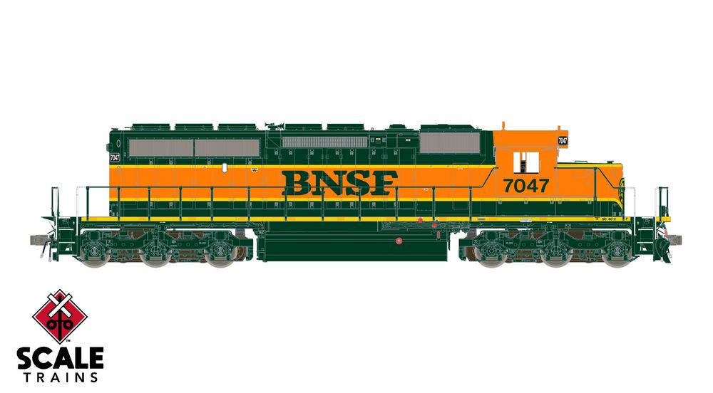 Scaletrains Rivet Counter HO Scale EMD SD40-2, BNSF/Heritage I/Ditch Lights/Green Walkway #7047 - DCC & Sound Equipped