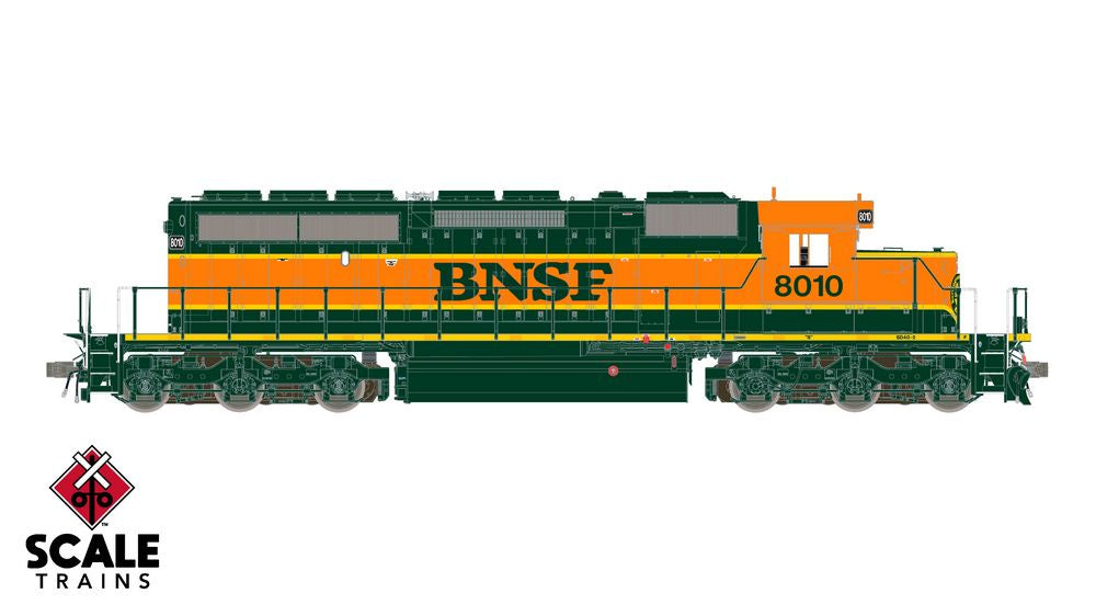 Scaletrains Rivet Counter HO Scale EMD SD40-2, BNSF/Heritage I/Ditch Lights/Green Walkway #8010 - DCC & Sound Equipped