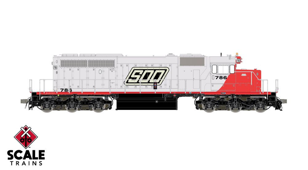 Scaletrains Rivet Counter HO Scale EMD SD40-2, Soo Line/Red & White/Parallelogram/Saturn 6552 Strobe Light #786 - DCC & Sound Equipped