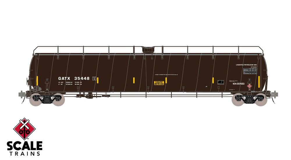 Scaletrains Rivet Counter HO Scale ARI 33K Gallon Spiral Jacketed Tank Car, General American Transportation/LPG/Early/GATX #35486