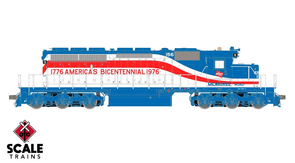 Scaletrains Rivet Counter HO Scale SD40-2 - Milwaukee Road (MILW) Bicentennial #156 (1976 Version) - DC / DCC Ready
