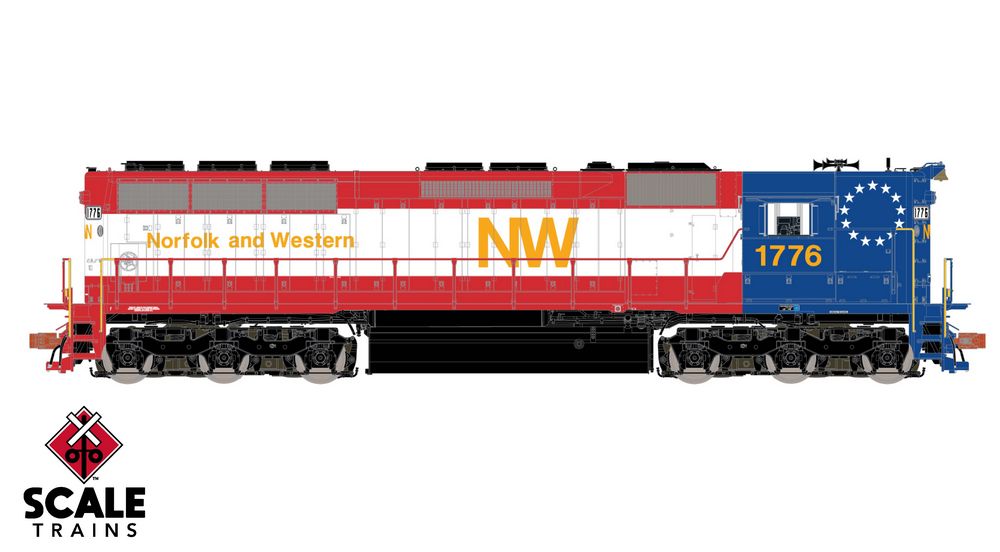 Scaletrains Rivet Counter HO Scale SD45 - Norfolk Western (N&W) #1776 (Bicentennial) - DCC / Sound Equipped