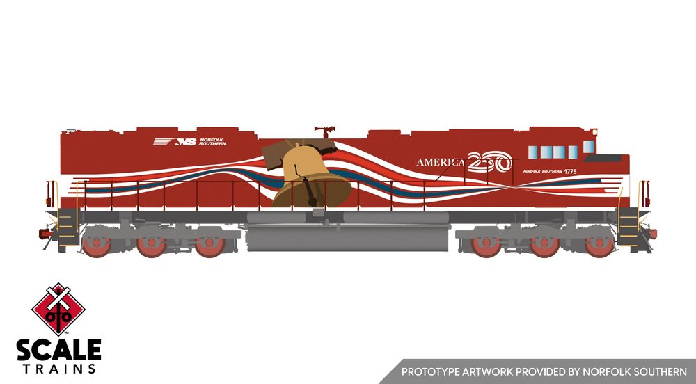 Scaletrains Rivet Counter HO Scale SD70IAC - Norfolk Southern (NS) #1776 (America250 / Liberty Bell #1776) - DC / DCC Ready