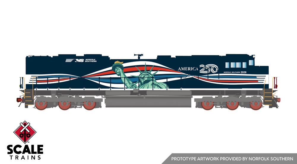 Scaletrains Rivet Counter HO Scale SD70IAC - Norfolk Southern (NS) #2026 (America250 / Lady Liberty #2026) - DC / DCC Ready