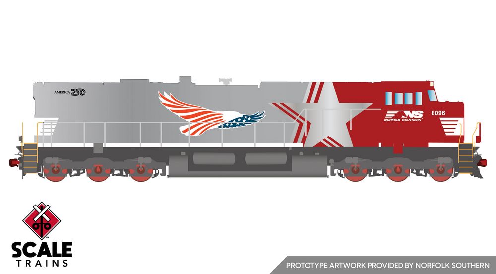 Scaletrains Rivet Counter HO Scale GE ES44 - Norfolk Southern (NS) #8096 (America250 / Soaring Eagle) - DC / DCC Ready
