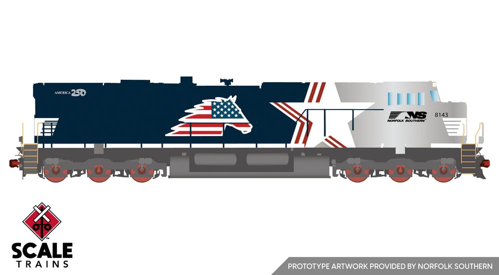 Scaletrains Rivet Counter HO Scale GE ES44 - Norfolk Southern (NS) #8143 (America250) - DC / DCC Ready