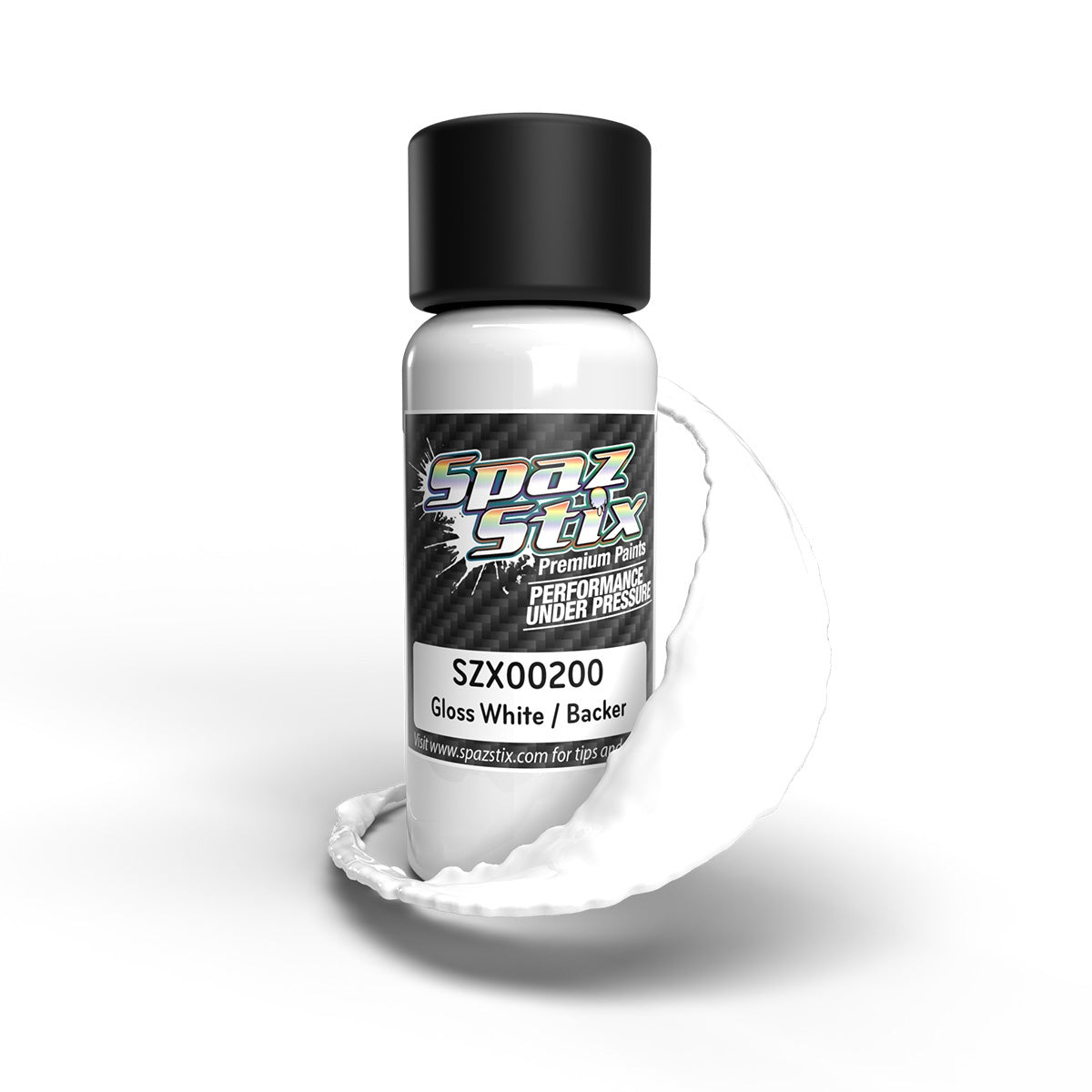 Spaz Stix Solid White/Backer, Airbrush Ready Paint, 2oz Bottle