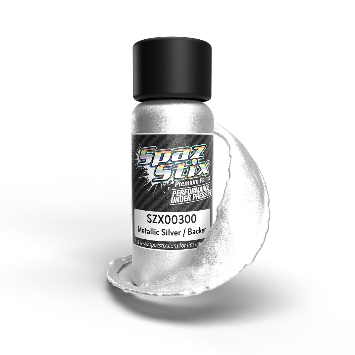 Spaz Stix Metallic Silver/Candy Backer, Airbrush Ready Paint, 2oz Bottle