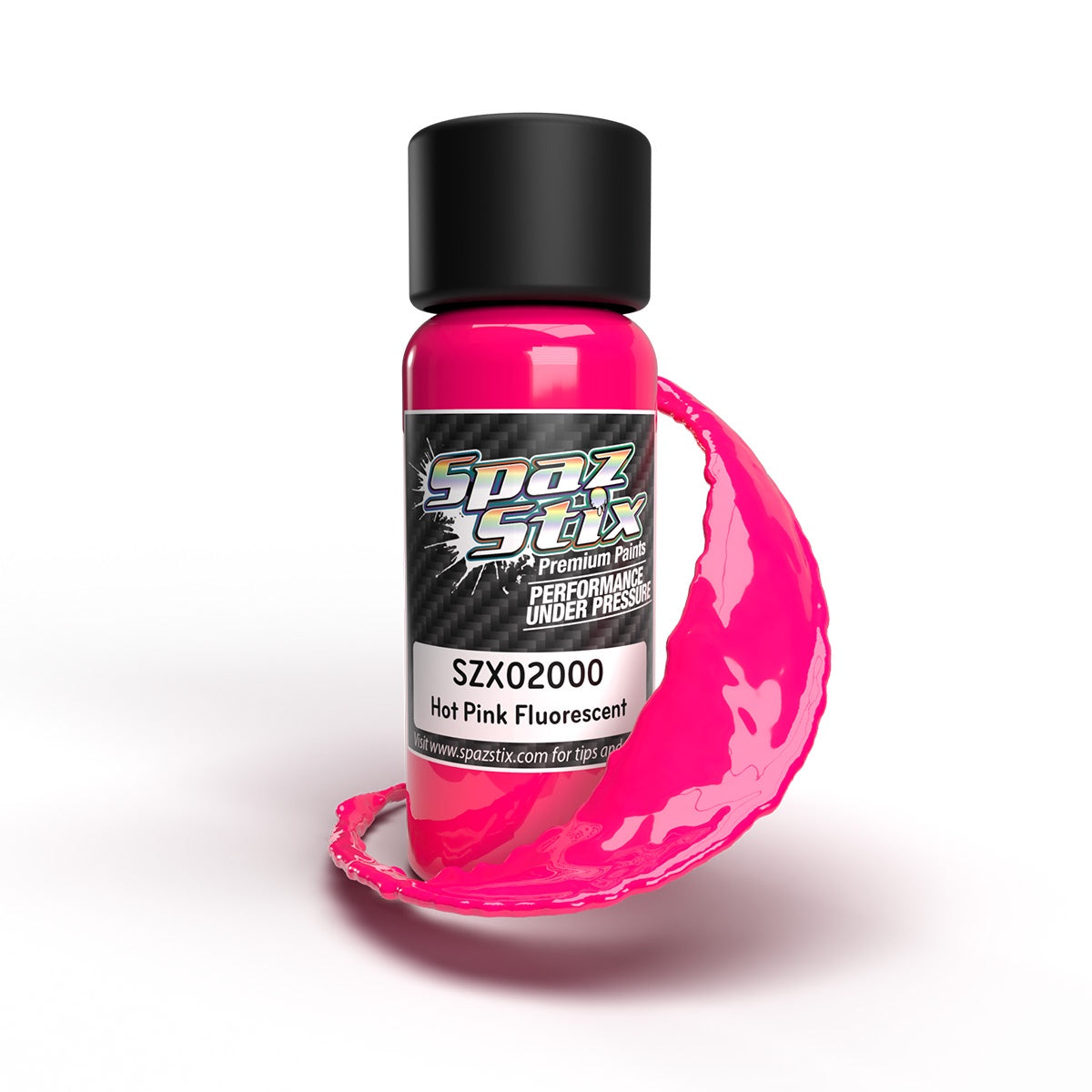 Spaz Stix Hot Pink Fluorescent Airbrush Ready Paint, 2oz Bottle