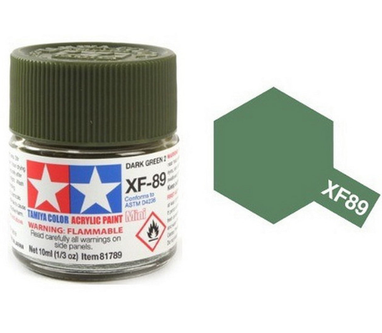 Tamiya Acrylic Mini XF-89 Dark Green 2, 10ml Bottle - TAM81789