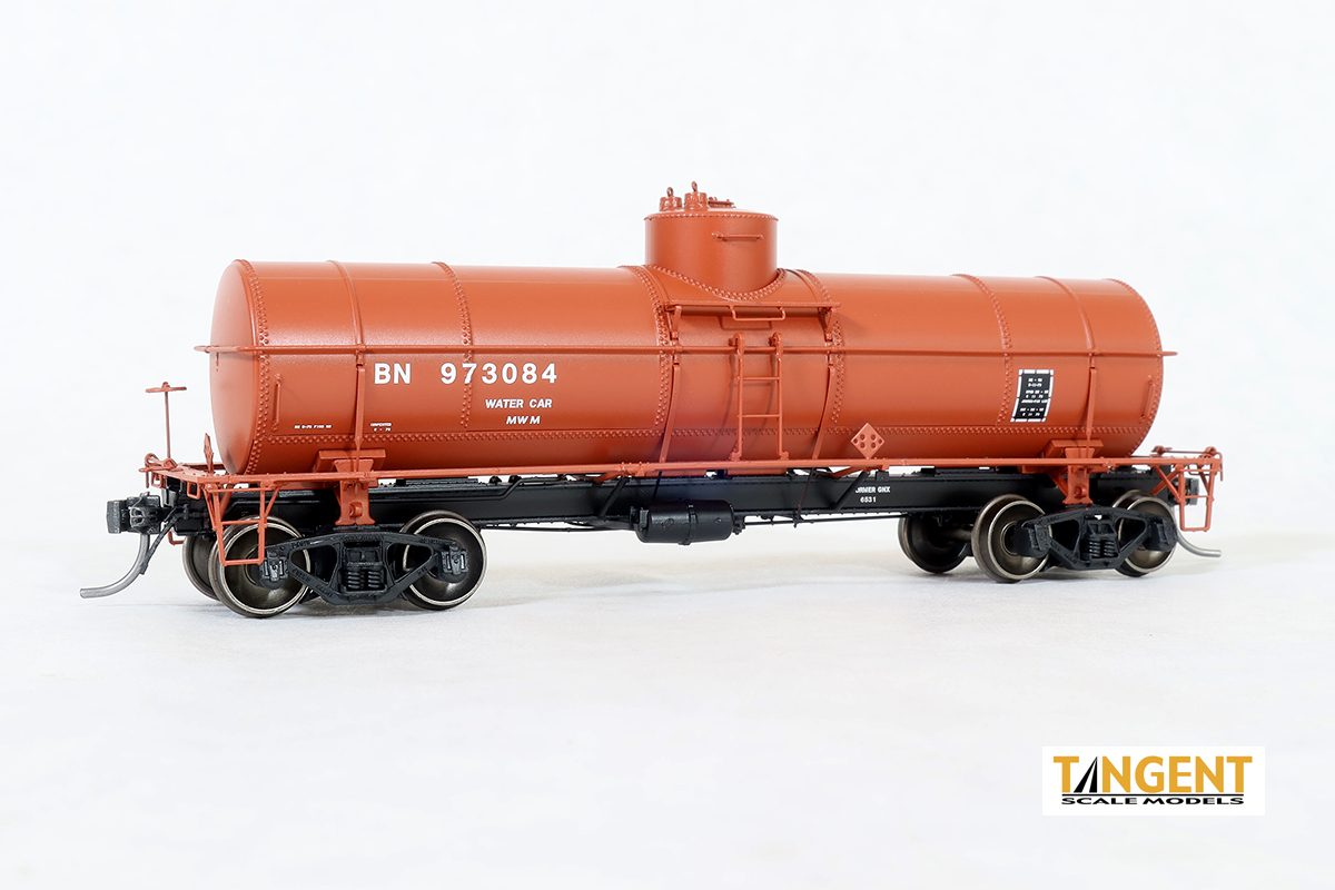 Tangent Scale Models Burlington Northern (BN) MWM Water Car 1973+ GATC 1917-design 8000 Gallon Tank Car #973084 - TAN19028-01