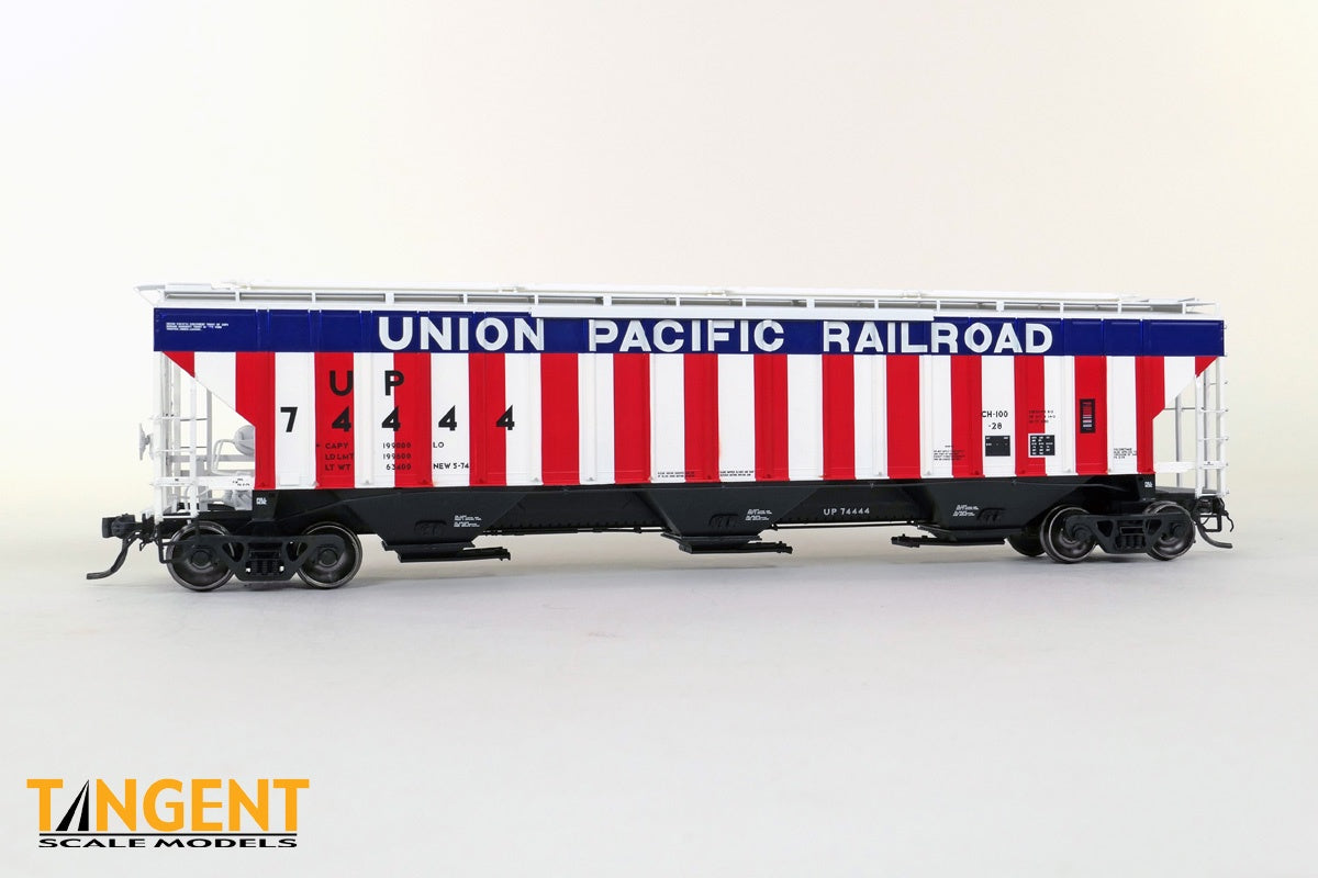 Tangent Scale Models HO Union Pacific (UP) “Bicentennial CH-100-28 1974” PS4750 Covered Hopper #74444