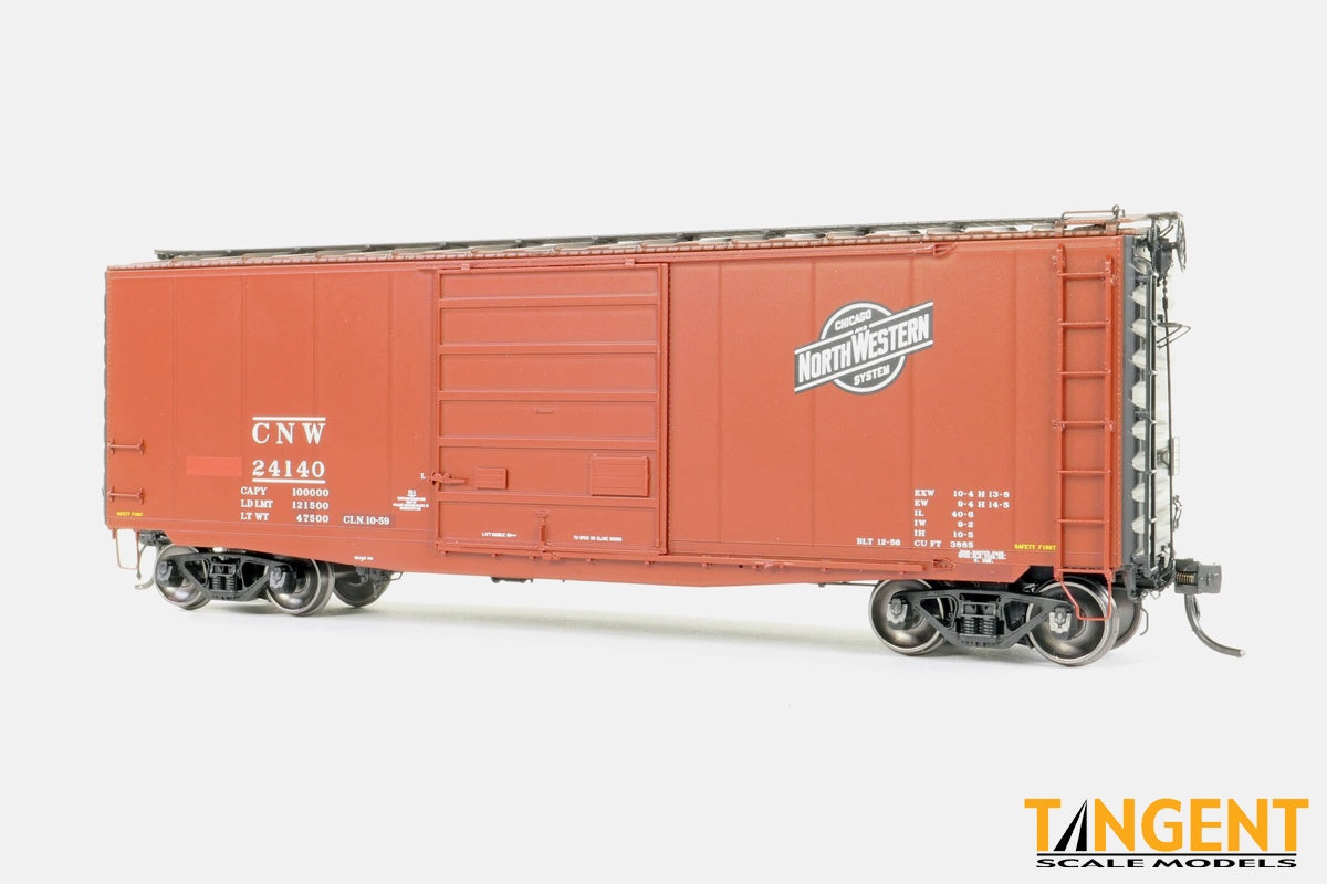 Tangent HO Chicago and North Western (C&NW) Original Clinton Reweigh 1959+ 40′ PS-1 9' Door Boxcar - #24140