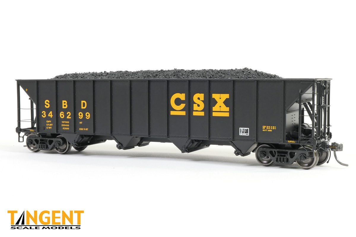Tangent Scale Models HO Seaboard System/CSXT (SBD/CSXT) "Black Repaint 1987+" Bethlehem Steel 3350CuFt Quad Coal Hopper - #346184