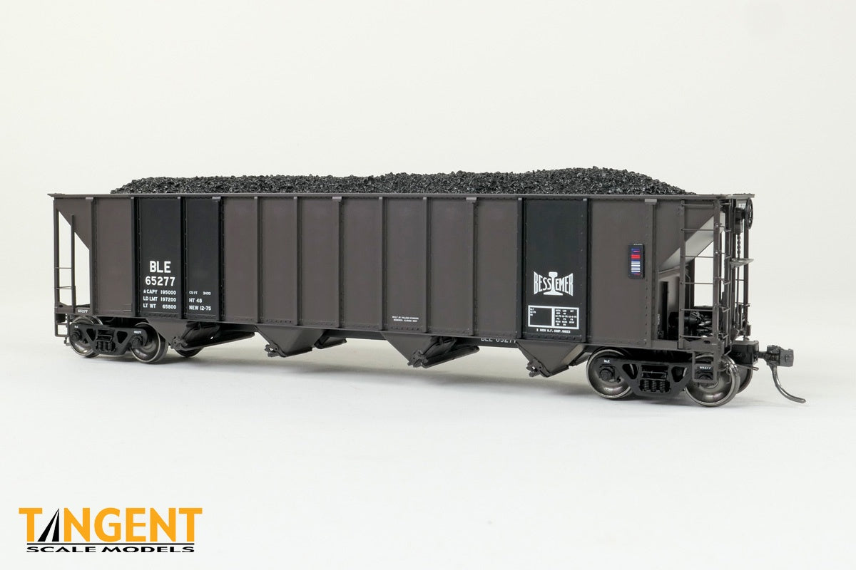 Tangent HO Bessemer and Lake Erie (BLE) "Delivery Cor-ten Black 1975" Pullman-Standard 3400CuFt Quad Coal Hopper - #65392