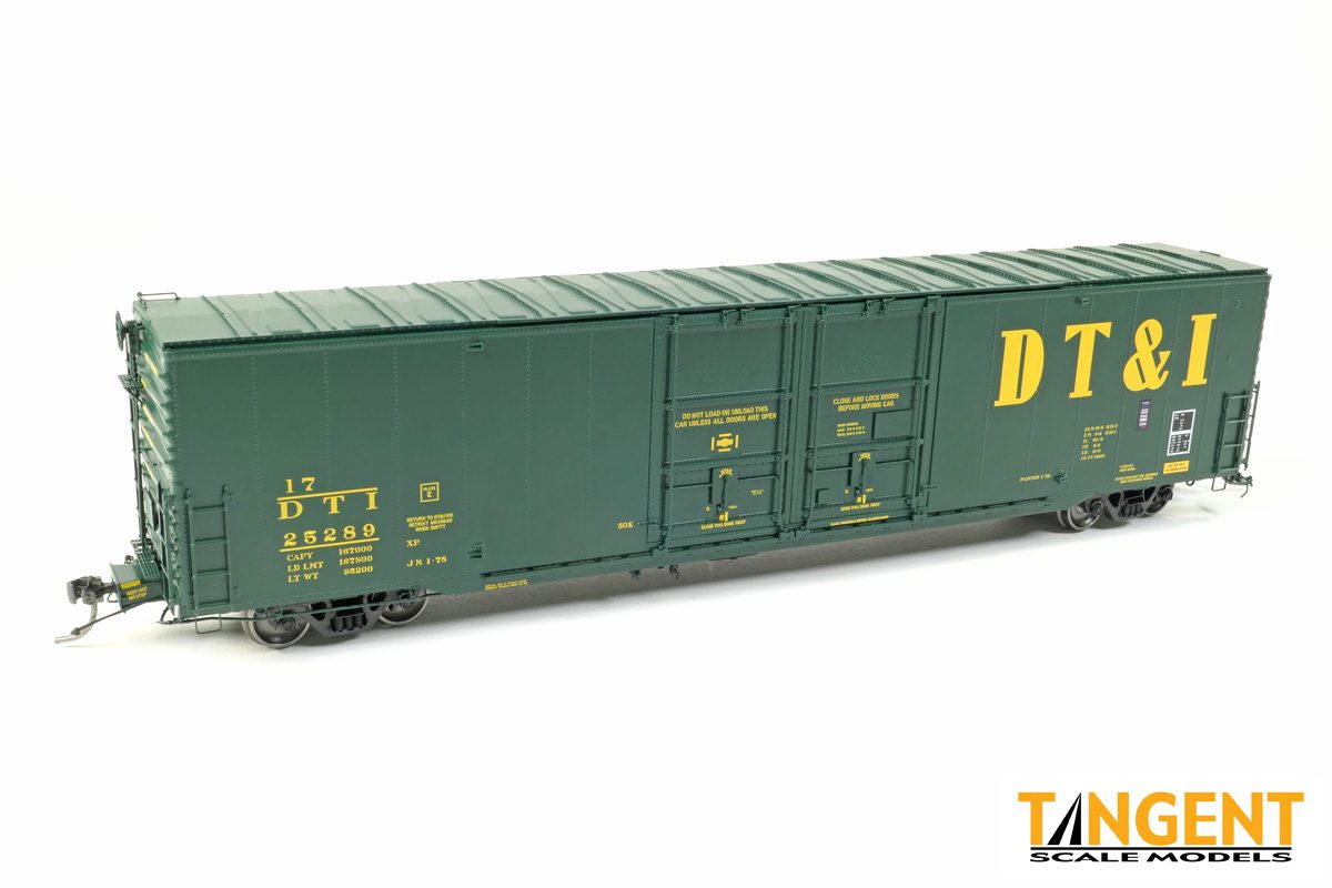Tangent HO Detroit, Toledo and Ironton (DT&I) "Green Repaint 1978+" Greenville 6,000CuFt 60' Double Door Box Car - #25289