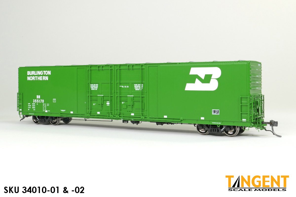 Tangent HO Burlington Northern (BN) "Repaint 4-1985" Thrall 5,880CuFt 60' Double Plug Door Box Car - #355173