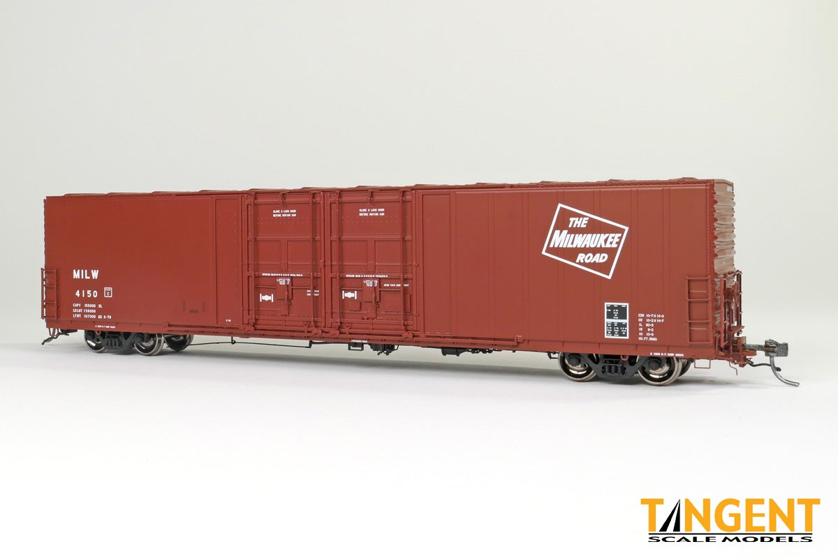 Tangent Scale Models HO Milwaukee Road (MILW) Repaint 6-1979 Thrall 5,880CuFt 60' Double Plug Door Box Car - #4154