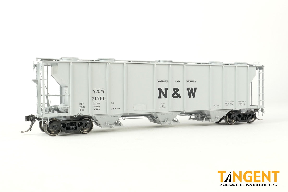 Tangent Scale Models HO Norfolk and Western (NW) "Delivery Gray HC13 5-1961" Pullman-Standard PS-2 3215CuFt Covered Hopper - #71552