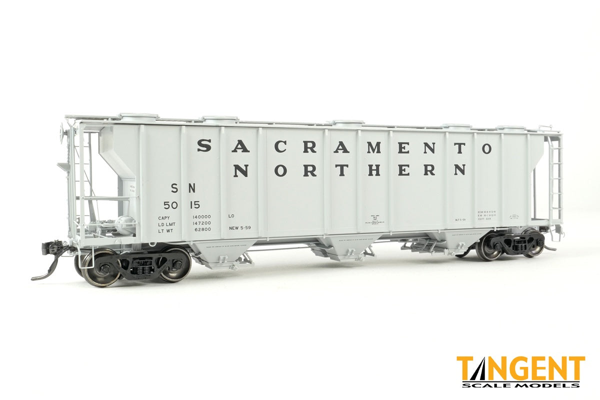 Tangent Scale Models HO Sacramento Northern (SN) "Delivery Gray 5-1959" Pullman-Standard PS-2 3215CuFt Covered Hopper - #5018