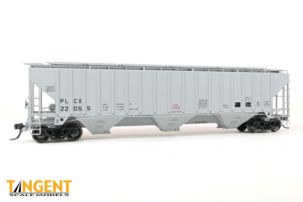 Tangent Scale Models HO Pullman Leasing Co (PLCX) "Gray Lease" 4-1980 PS4750 Covered Hopper - #22053