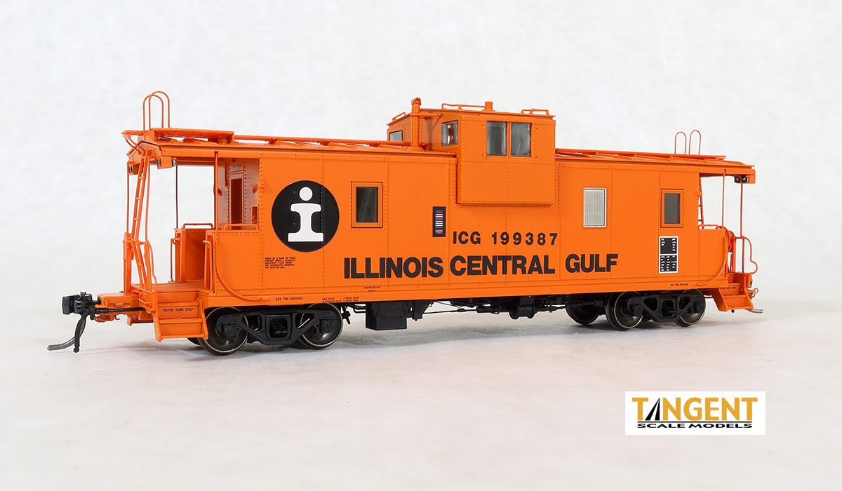 Tangent Scale Models Illinois Central Gulf (ICG) Orange I-Ball Repaint 1974+ IC Centralia Steel Wide-vision Caboose #199414 - TAN60211-03