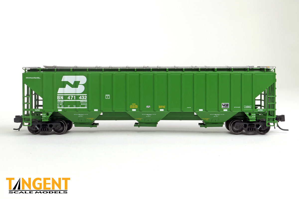 Tangent Scale Models - N Scale Burlington Northern (BN) "Delivery Cascade Green 8-1994" Trinity Industries Inc 4750CuFt Covered Hopper - #471436
