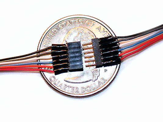 TCS 6-Pin 2 x 3 Array Mini Connector Set (1 Male, 1 Female) -- .165 x .119 x .465" w/6" Orange, Gray, Red, Black, Yellow, Blue 32 Gauge