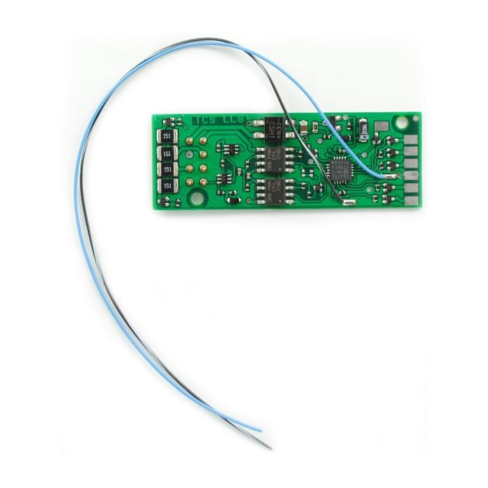 TCS - Train Control Systems LL8-KA 4-Function Drop-In DCC Decoder w/TCS Keep Alive Wires - Control Only -- With Extra blue, black/white Wires Fits Life-Like PROTO 2000 - TCS1450