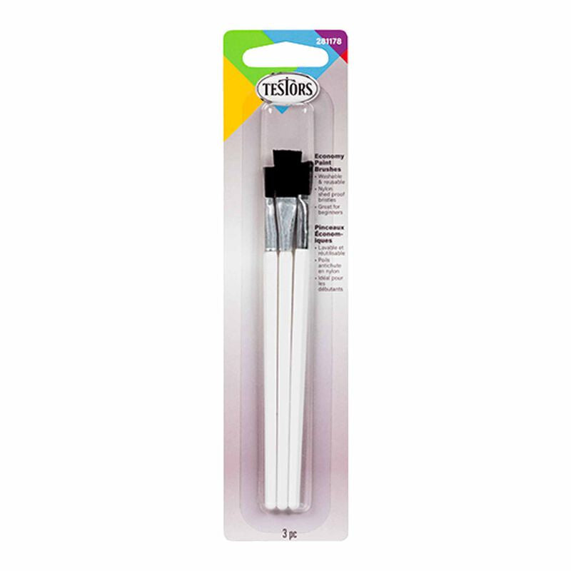 Testors 3 Piece Economy Flat Brush Set - TES281178