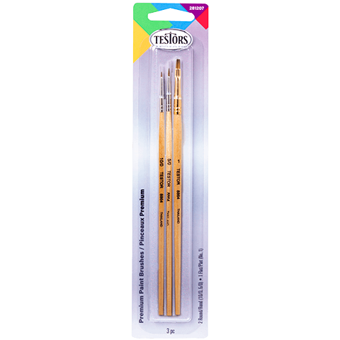 Testors 3 Piece Premium Assorted Brush Set - TES281207