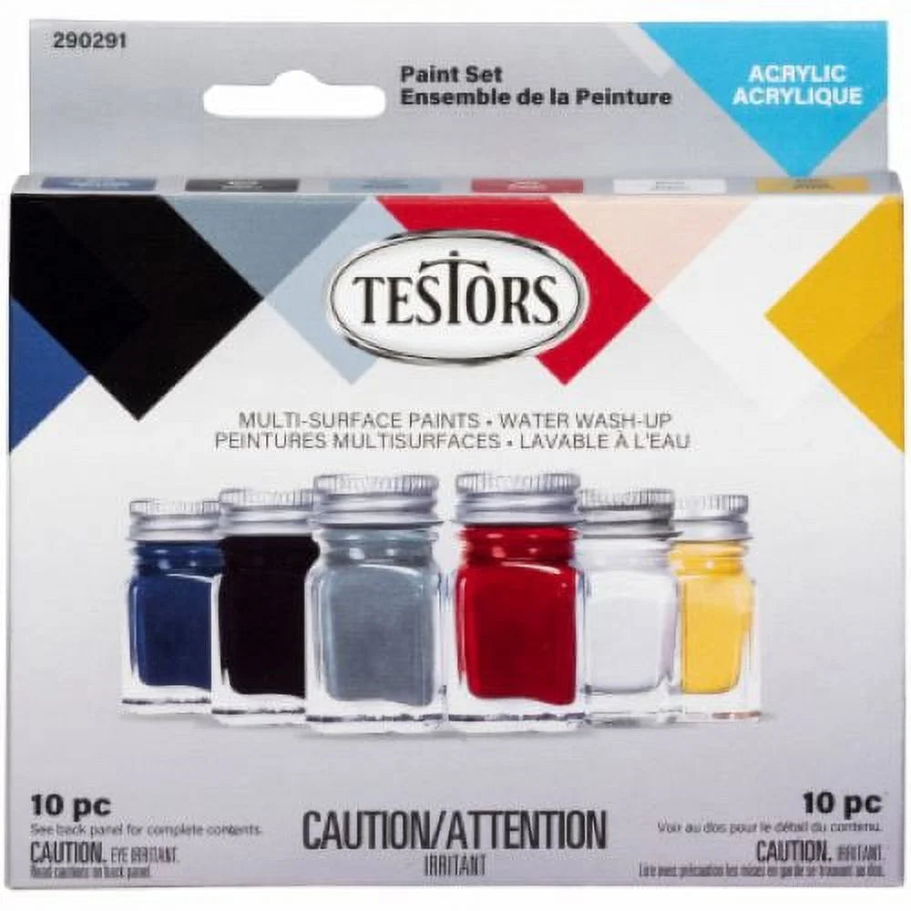 Testors Acrylic 6 Piece Paint Set, Primary - TES290291