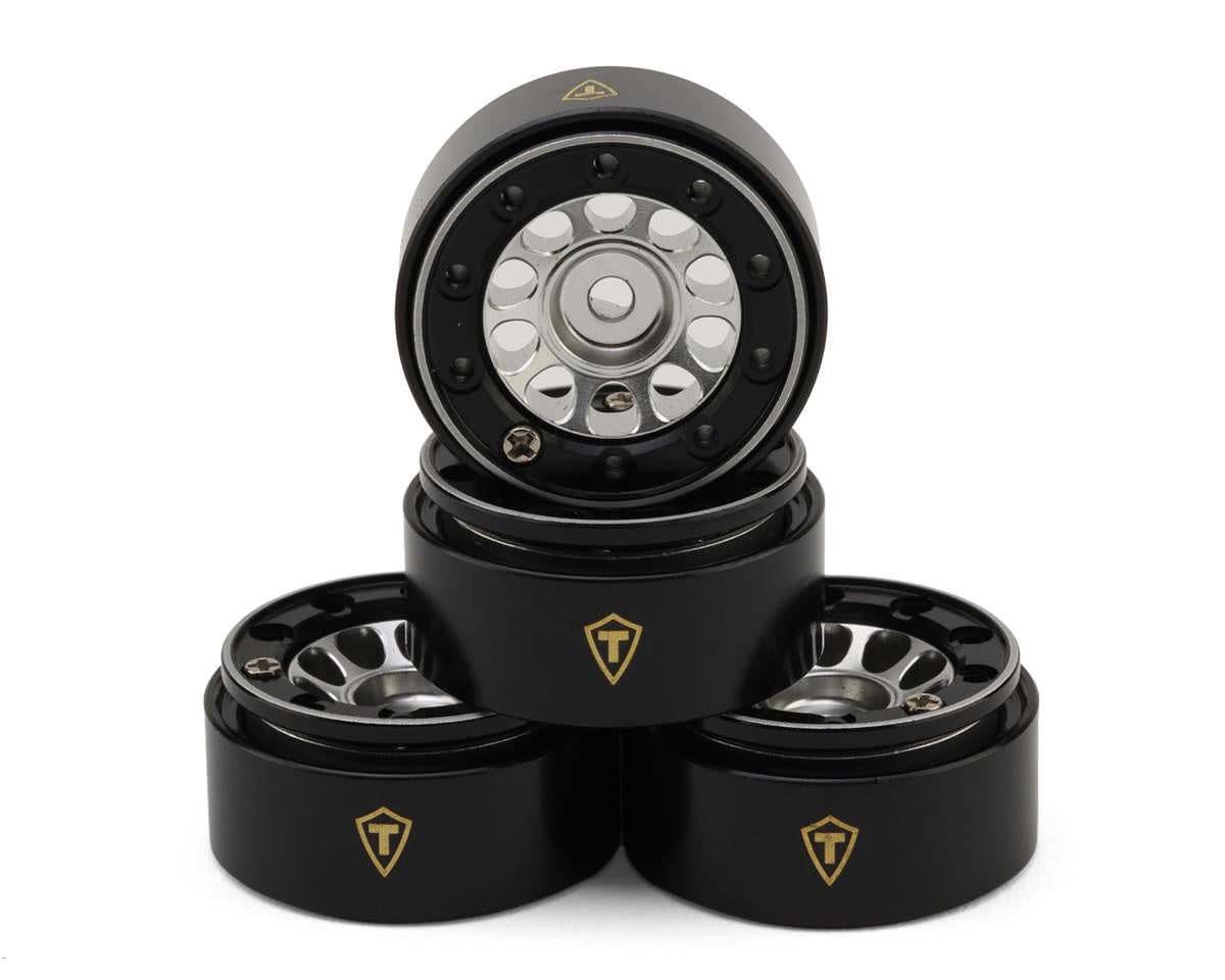 Treal Hobby Type E 0.7" Aluminum Micro Crawler Beadlock Wheels (Silver) (4) (9.5g ea) w/Brass Rings