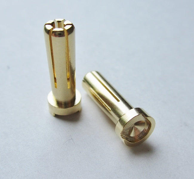 TQ Wire 5mm Male Bullets Low Profile (pr.) Gold 19mm - TQW2507