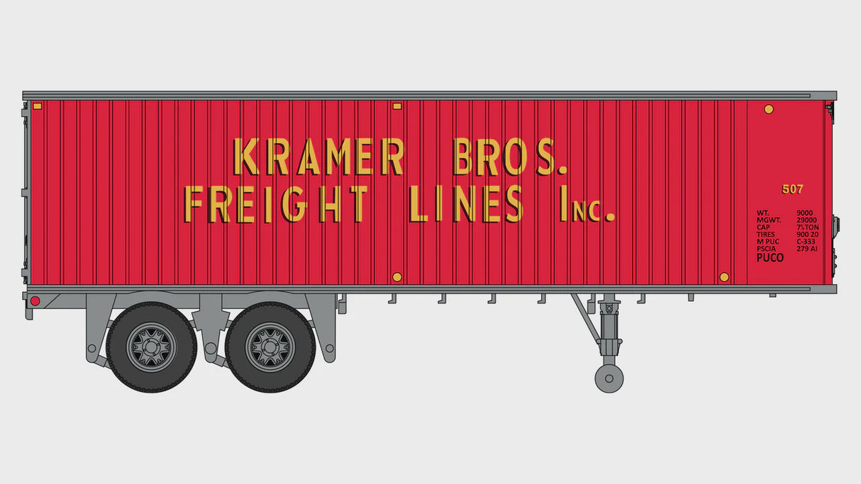 Class One Model Works HO Fruehauf 31' Trailer - Kramer Bros. Freight Lines