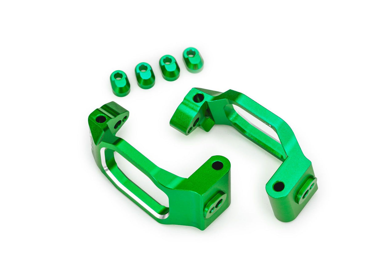 Traxxas 10232-GRN Caster blocks, 6061-T6 aluminum (green-anodized), left & right/ 4x22mm pin (4)/ 3x10mm BCS (with threadlock) (4)/ retainers (4)