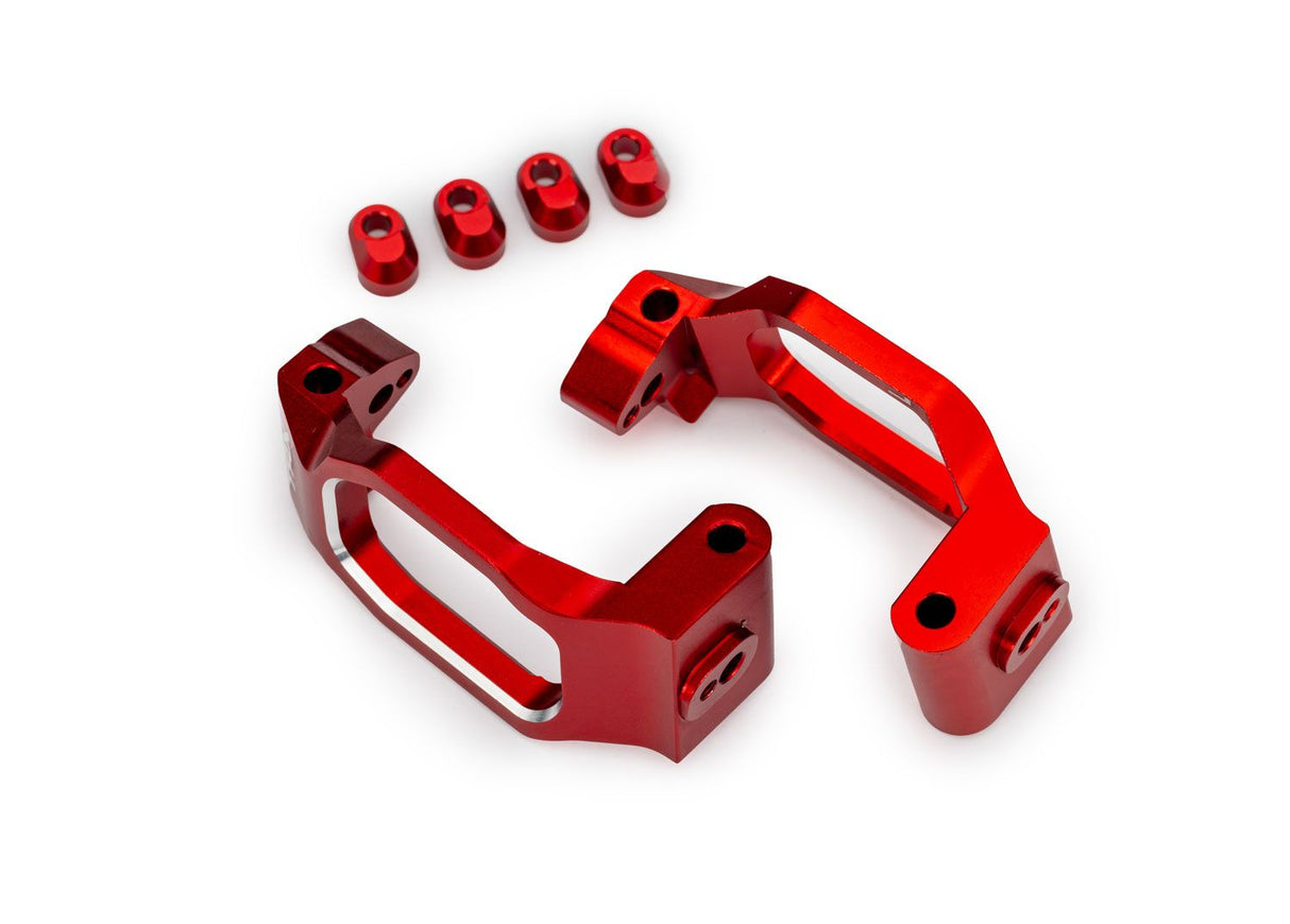 Traxxas 10232-RED Caster blocks, 6061-T6 aluminum (red-anodized), left & right/ 4x22mm pin (4)/ 3x10mm BCS (with threadlock) (4)/ retainers (4)