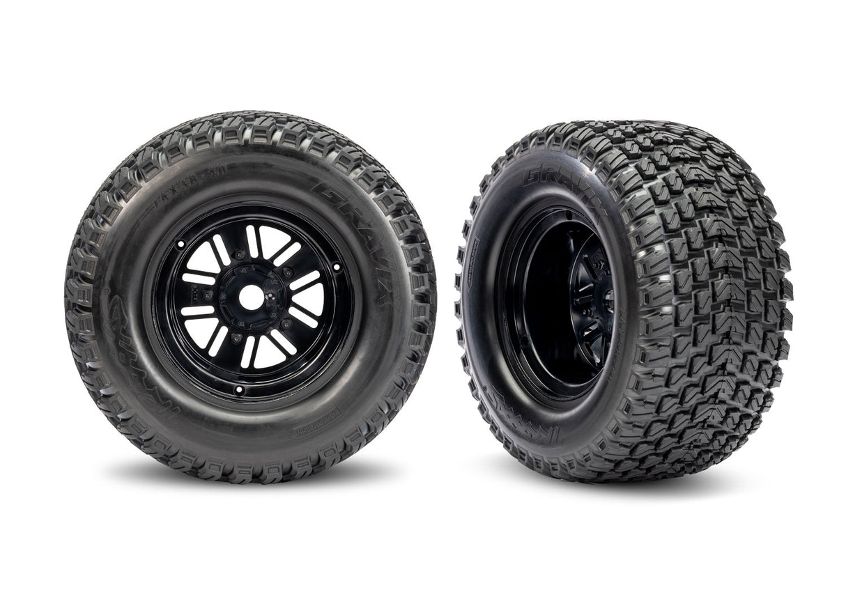 Traxxas 10947 Black Rear Funco Wheels & Gravix Tires (2)