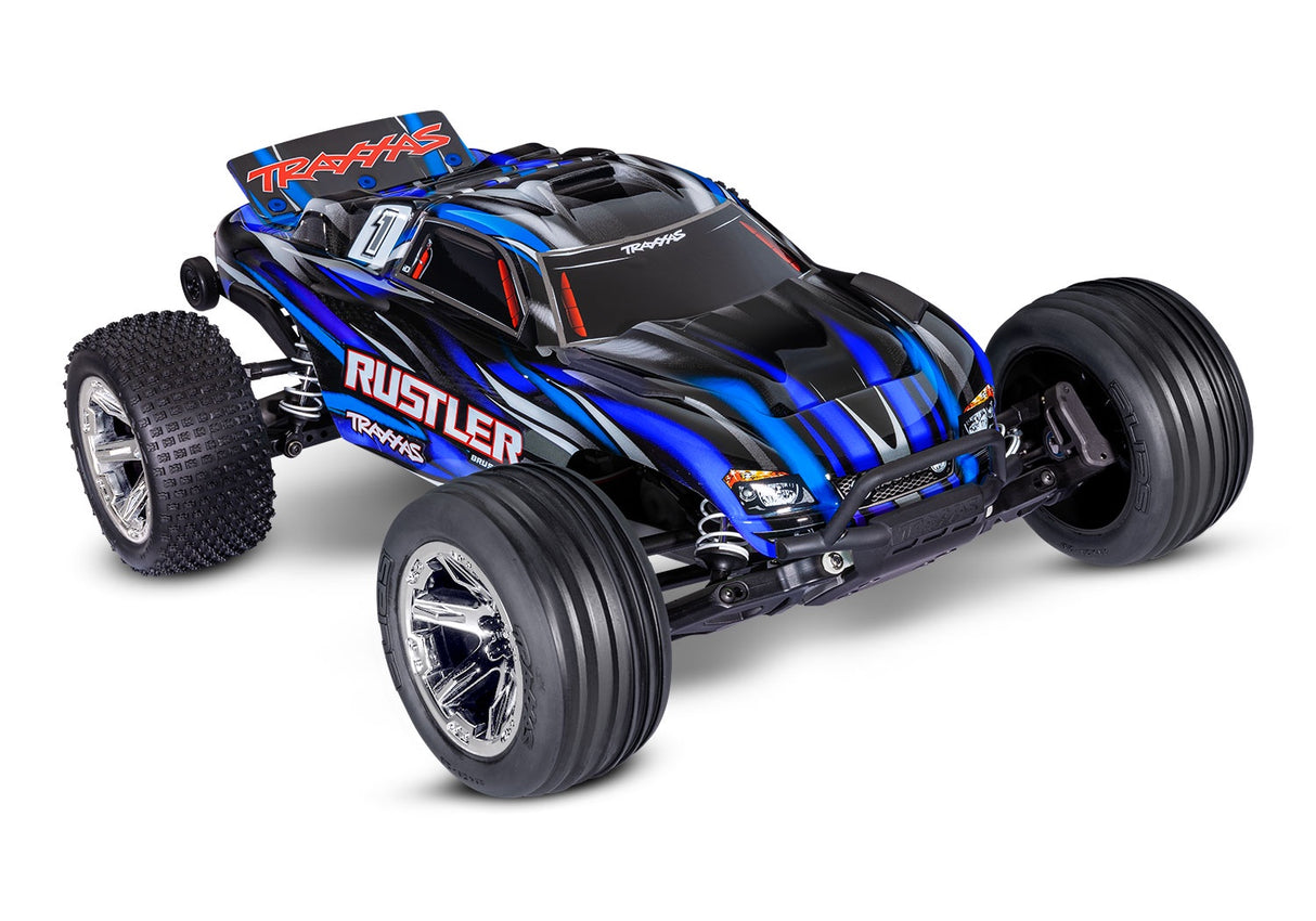 Traxxas 37354-4-BLUE Rustler Brushless: 1/10 Scale Stadium Truck with TQ 2.4 GHz radio system