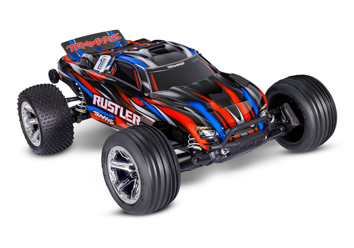 Traxxas 37354-4-RED Rustler Brushless: 1/10 Scale Stadium Truck with TQ 2.4 GHz radio system