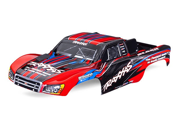 Traxxas 5924-RED Body, Slash 2WD (also fits Slash VXL & Slash 4X4), - Red (painted, decals applied) (assembled with Front & Rear Latches for clipless Mounting)