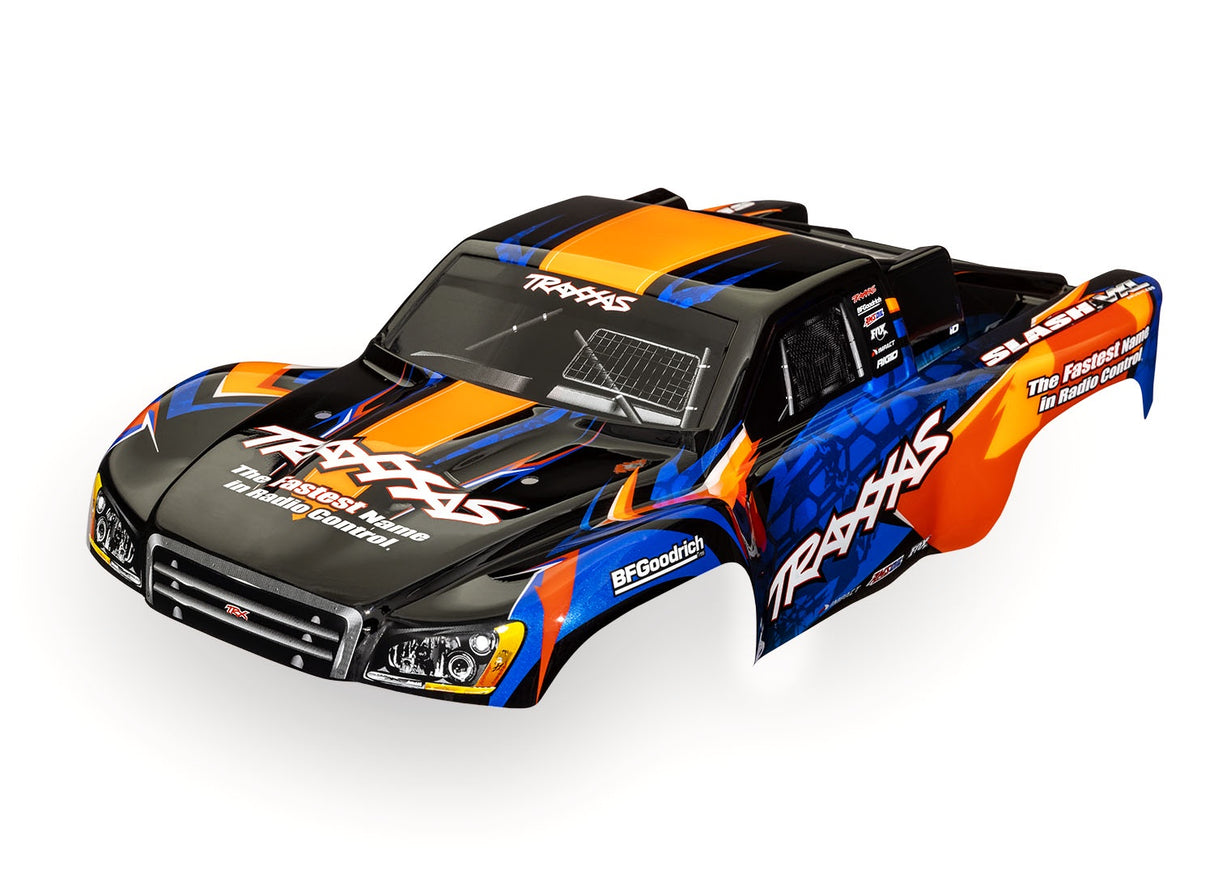 Traxxas 6812T Body, Slash VXL 2WD (also fits Slash 4X4), orange & - Blue (painted, decals applied)