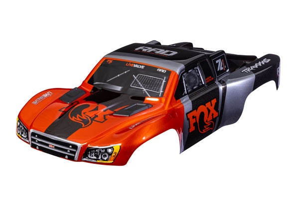 Traxxas 6849-FOX Body, Slash VXL 2WD (also fits Slash 4X4), Fox Edition (painted, decals applied) (assembled with Front & Rear Latches for clipless Mounting)